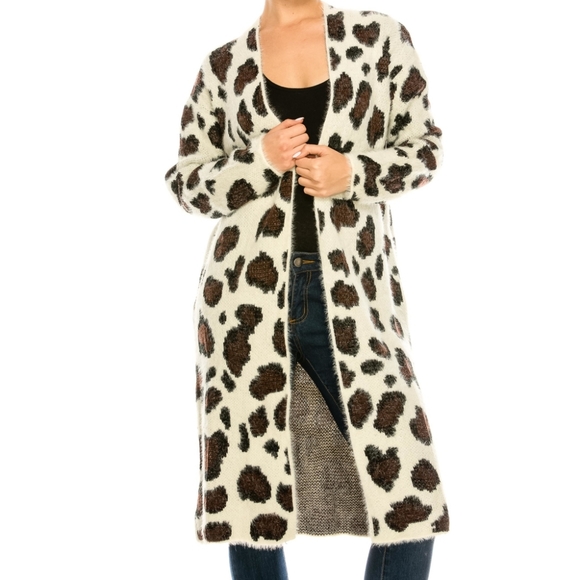 SHE + SKY LEOPARD PRINT CARDIGAN - Picture 3 of 15